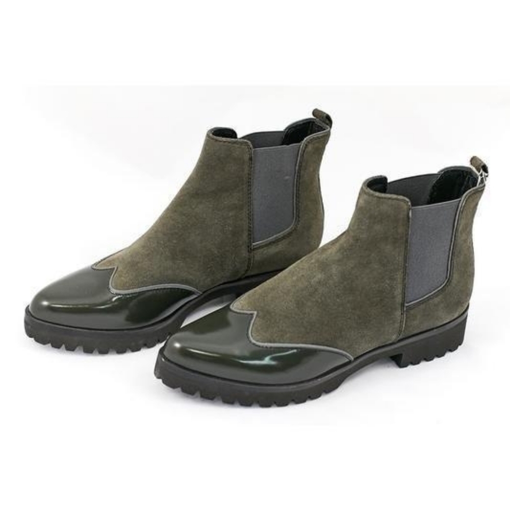 Geox Respira Dark Grey Green Forest Suede Leather slipon Booties Size 39